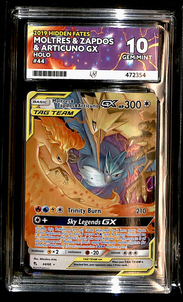 Moltres & Zapdos & Articuno GX Hidden Fates 44/68, ACE 10 Pokemon Card