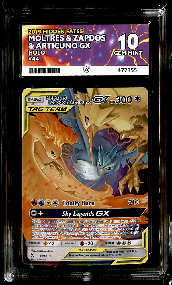 Moltres & Zapdos & Articuno GX Hidden Fates 44/68, ACE 10 Pokemon Card