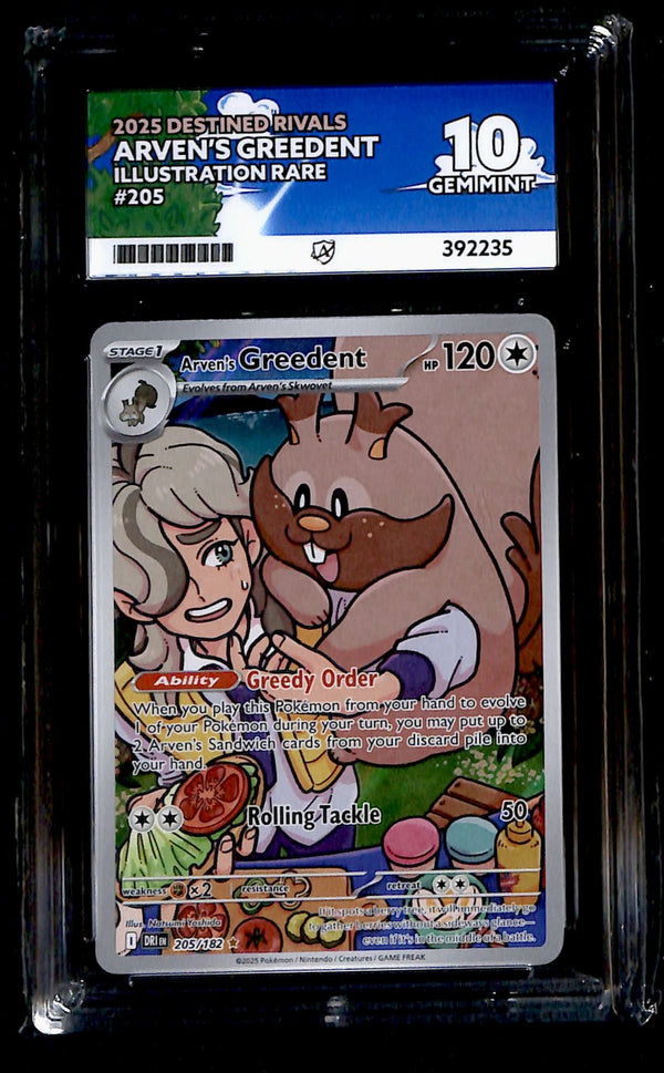 Arvens Greedent Destined Rivals 205/182, ACE 10 Pokemon Card
