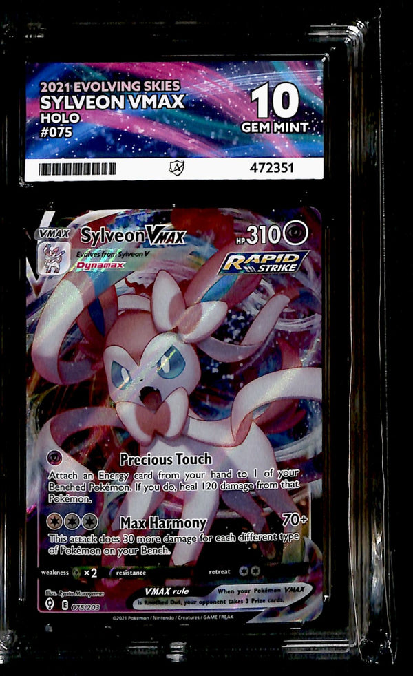 Sylveon Vmax Evolving Skies 075/203, ACE 10 Pokemon Card