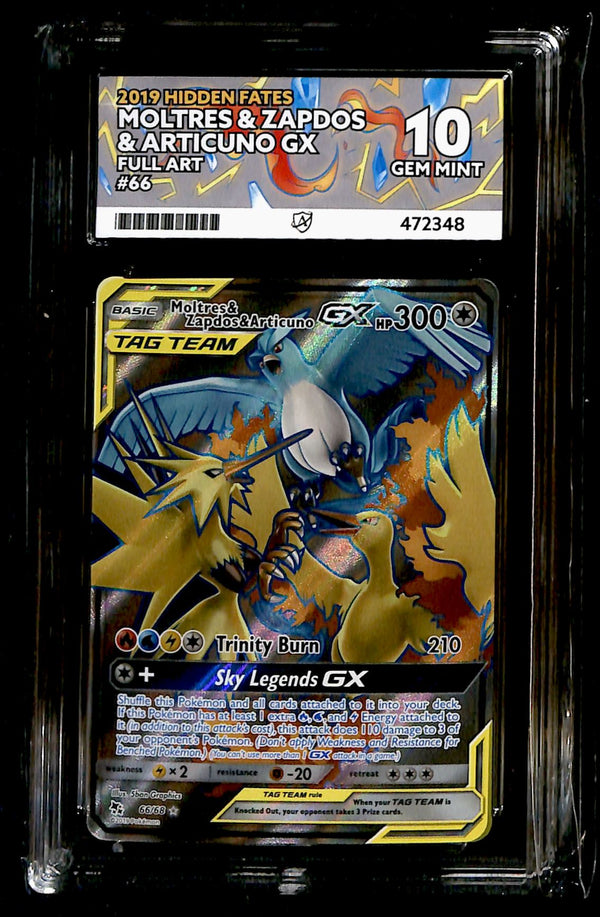 Moltres & Zapdos & Articuno GX Hidden Fates 66/68, ACE 10 Pokemon Card