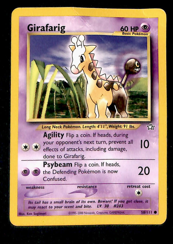 Girafarig Neo Genesis VG, 58/111 Pokemon Card Girafarig Neo Genesis VG, 58/111 Pokemon Card