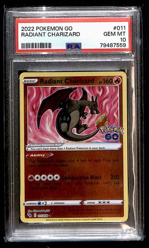 Radiant Charizard Pokemon GO 011/078, PSA 10 Pokemon Card