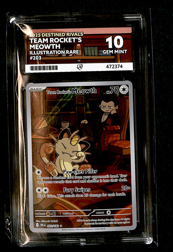 Team Rockets Meowth Destined Rivals 203/182, ACE 10 Pokemon Card