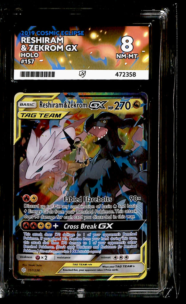 Reshiram & Zekrom GX Cosmic Eclipse 157/236, ACE 8 Pokemon Card