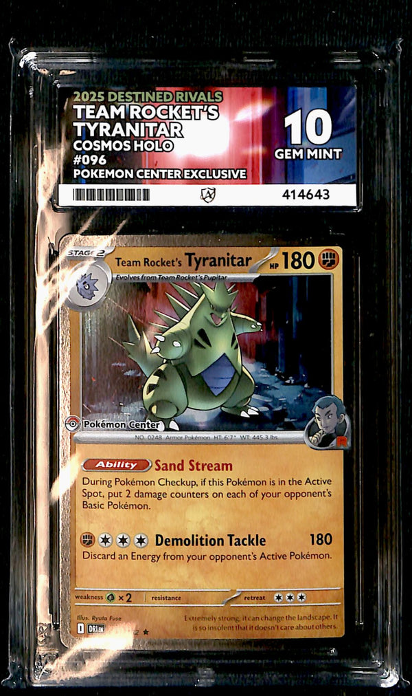 Team Rockets Tyranitar Pokemon Center Stamped 096/182, ACE 10 Pokemon Card